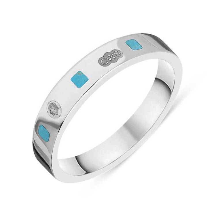 Sterling Silver Turquoise King's Coronation Hallmark Princess Cut 4mm Ring - S