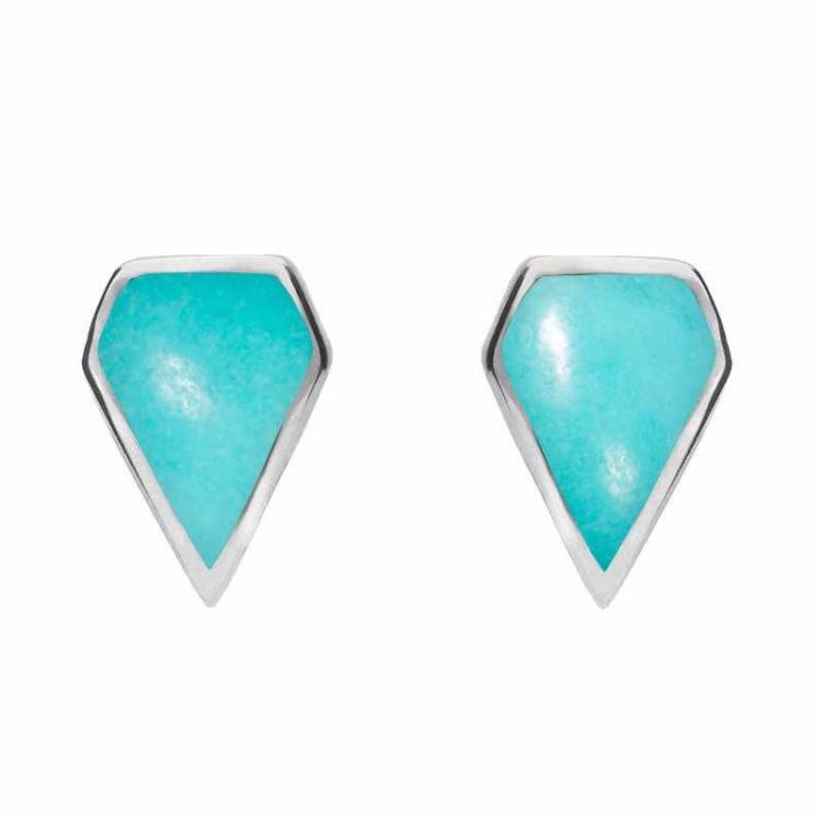 Sterling Silver Turquoise Kite Stud Earrings - Option1 Value Silver