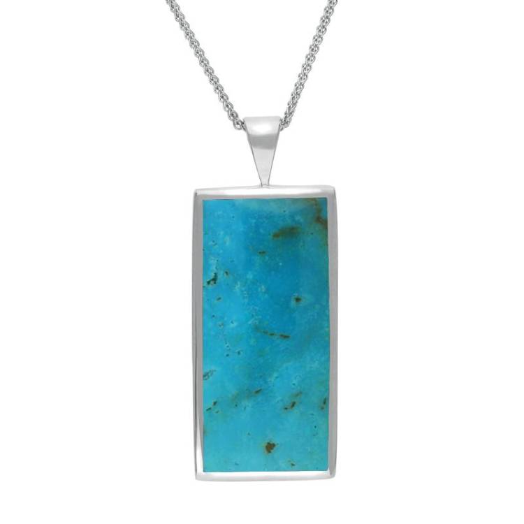 Sterling Silver Turquoise Large Oblong Necklace - Option1 Value Silver