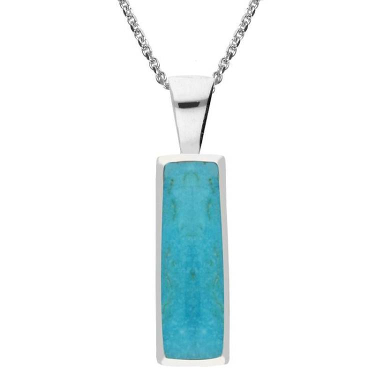 Sterling Silver Turquoise Large Slim Oblong Necklace - Option1 Value Silver