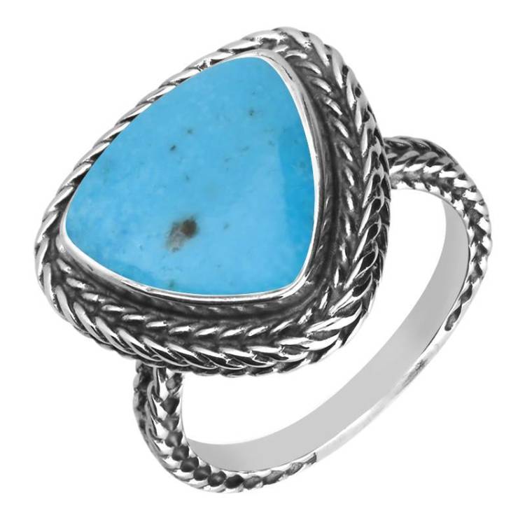 Sterling Silver Turquoise Large Triangular Foxtail Ring D - Option1 Value Silver