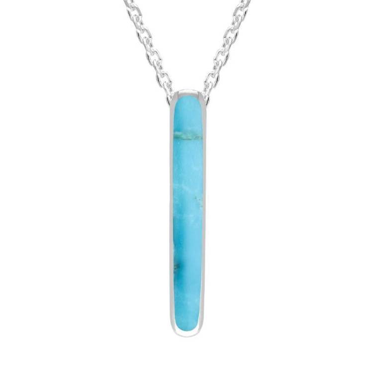 Sterling Silver Turquoise Lineaire Drop Oval Necklace