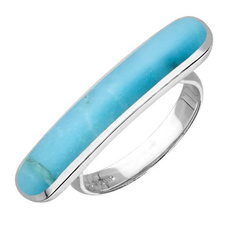 Sterling Silver Turquoise Lineaire Long Oval Ring