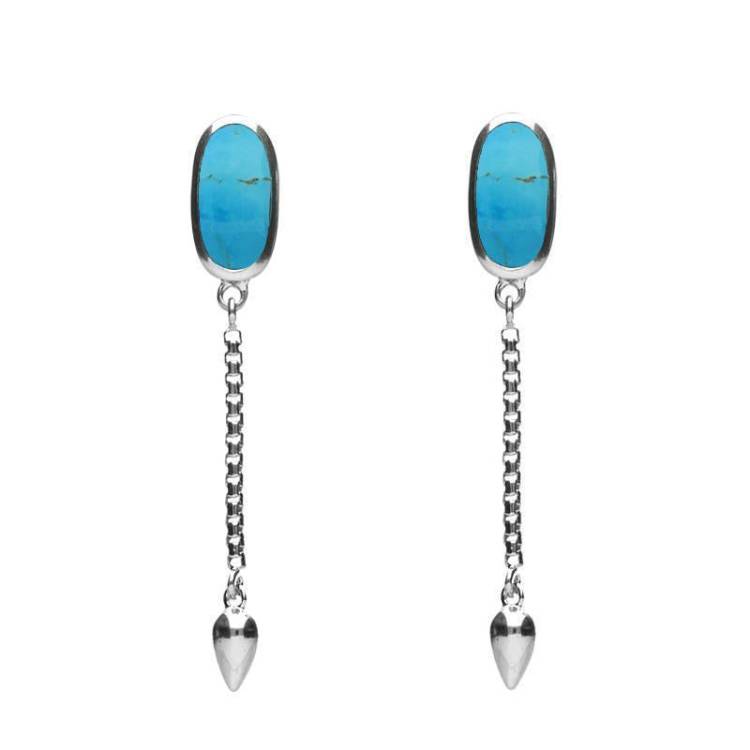 Sterling Silver Turquoise Lineaire Medium Drop Stud Earrings