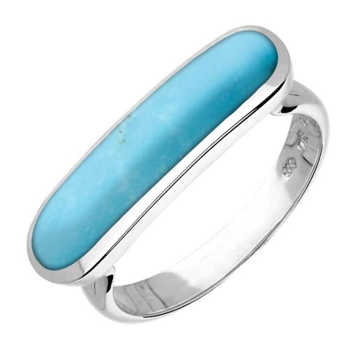 Sterling Silver Turquoise Lineaire Petite Oval Ring