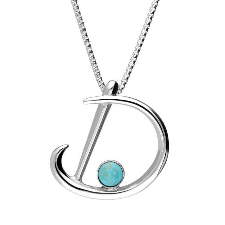 Sterling Silver Turquoise Love Letters Initial D Necklace