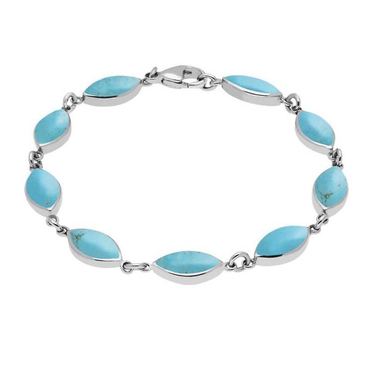 Sterling Silver Turquoise Marquise Bracelet - Option1 Value Silver