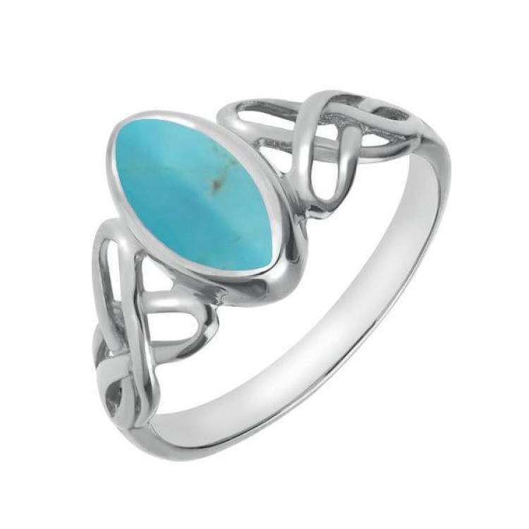 Sterling Silver Turquoise Marquise Celtic Ring - Option1 Value Silver