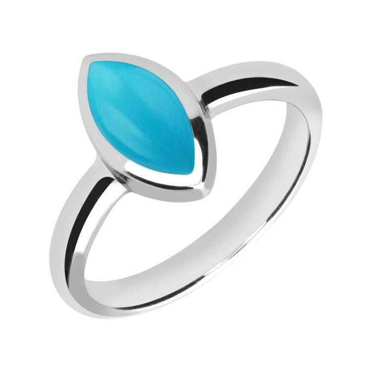 Sterling Silver Turquoise Marquise Ring - Silver