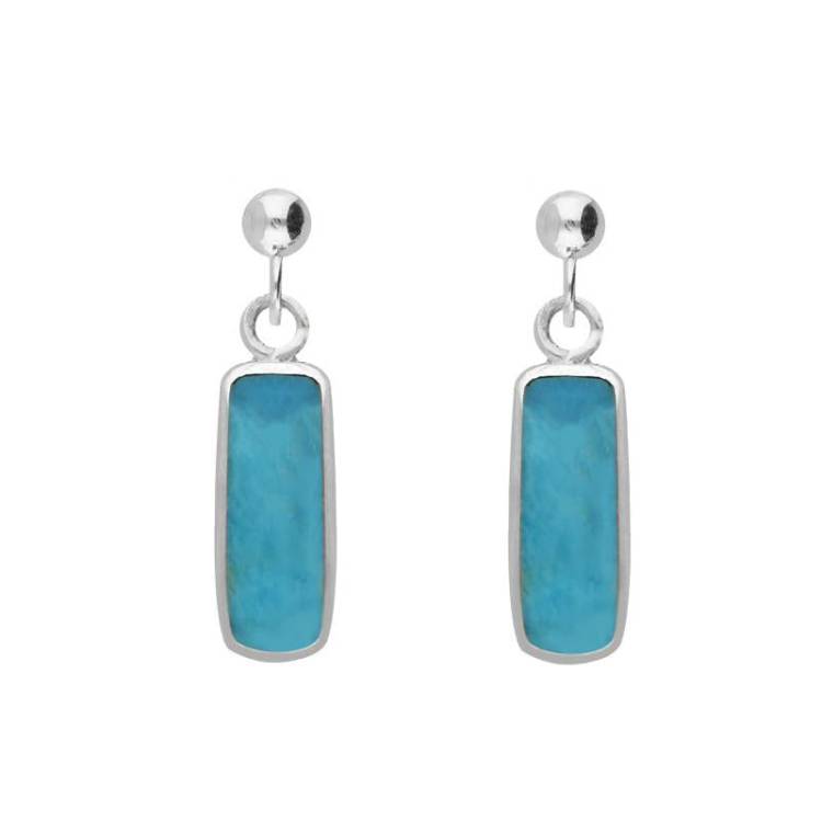 Sterling Silver Turquoise Oblong Drop Earrings - Option1 Value Silver