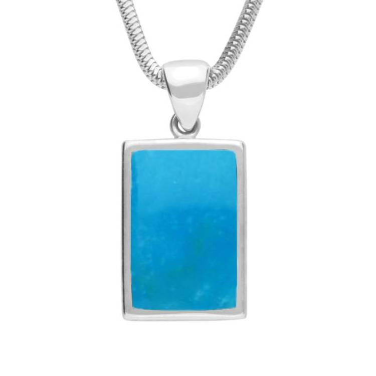 Sterling Silver Turquoise Oblong Necklace - Option1 Value Silver
