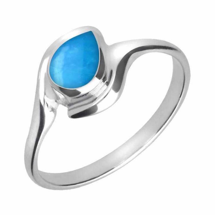 Sterling Silver Turquoise Offset Pear Ring - Option1 Value Silver