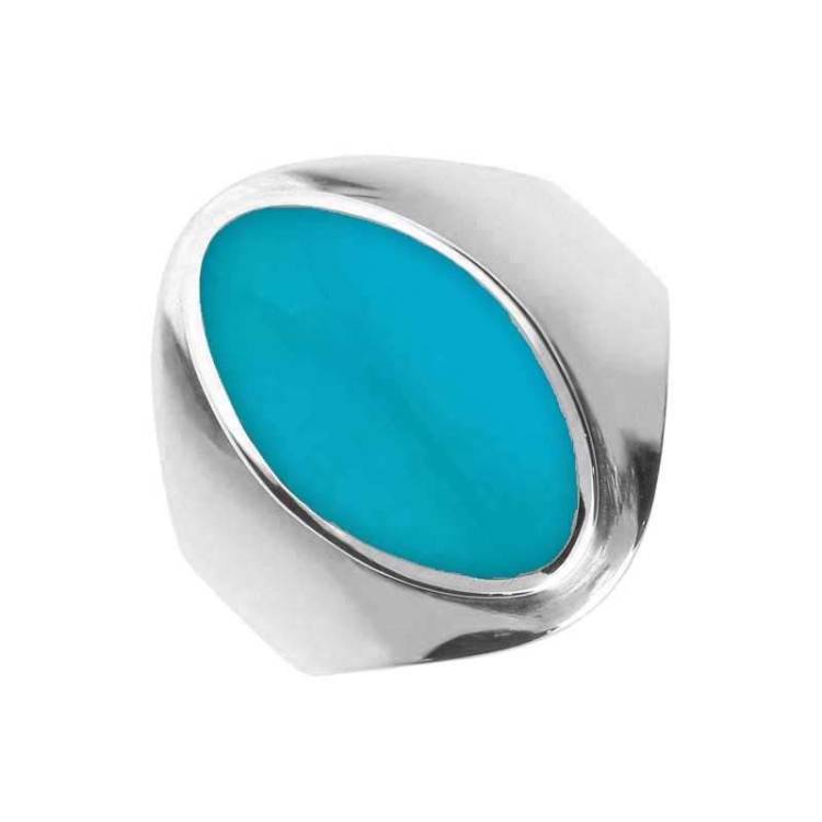 Sterling Silver Turquoise Oval Ring - Option1 Value Silver