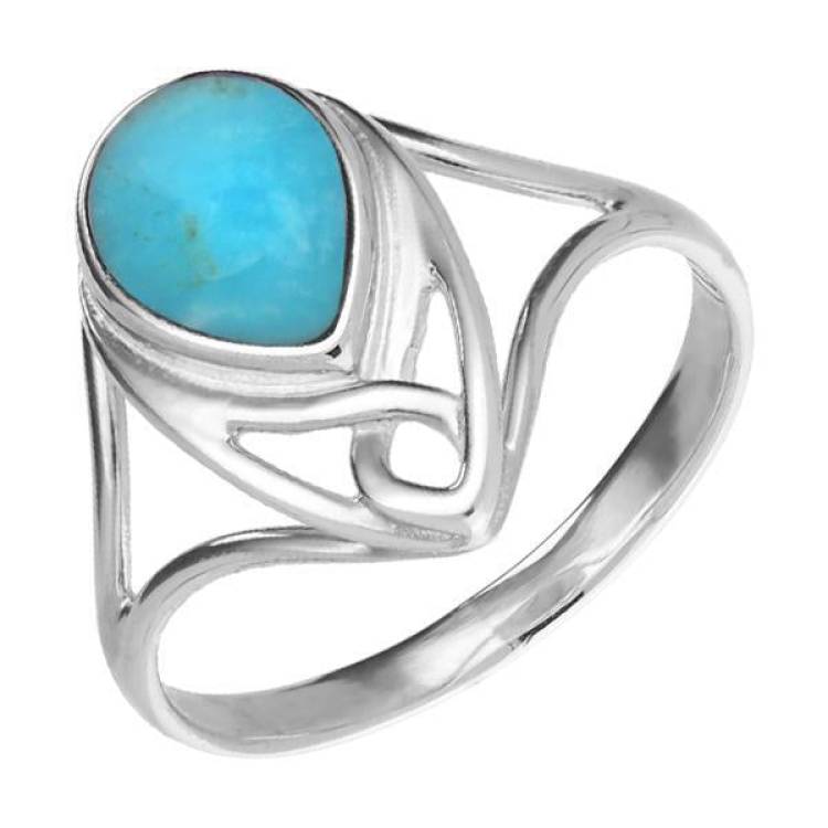 Sterling Silver Turquoise Pear Celtic Ring - Option1 Value Silver