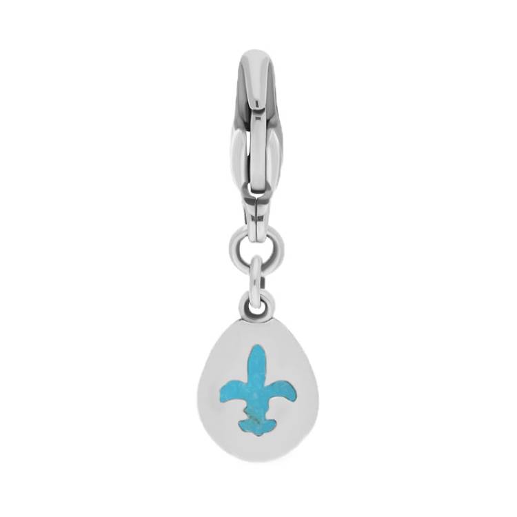 Sterling Silver Turquoise Pear Shaped Fleur De Lis Clip Charm - Option1 Value Silver
