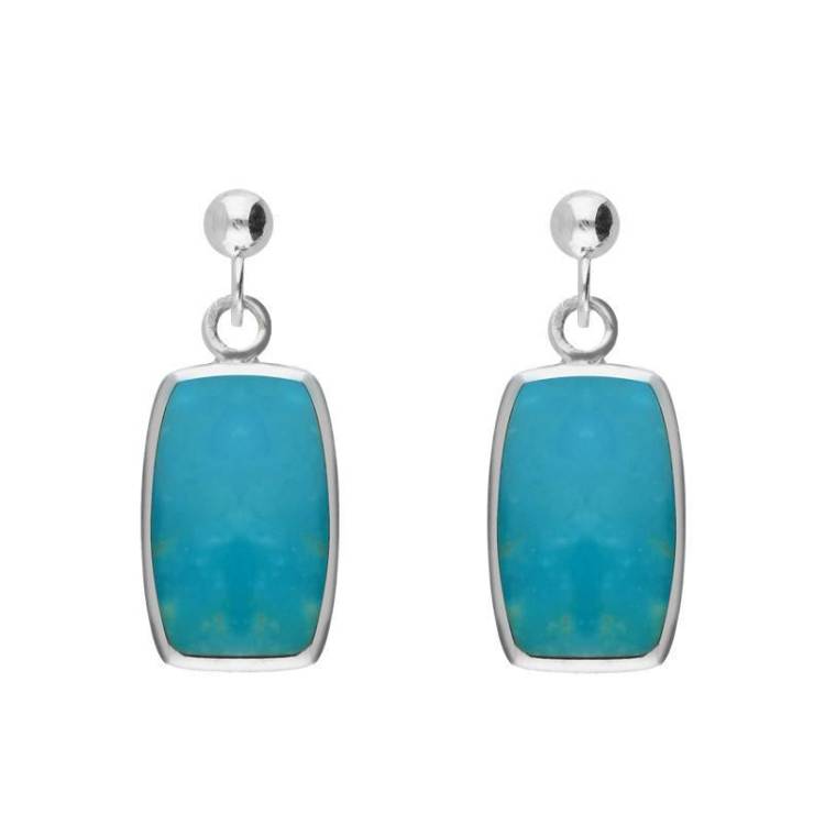 Sterling Silver Turquoise Petite Barrel Drop Earrings - Option1 Value Silver