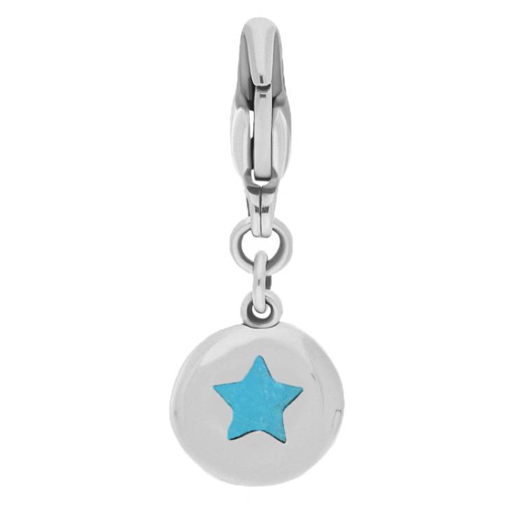 Sterling Silver Turquoise Round Shaped Star Clip Charm - Option1 Value Silver