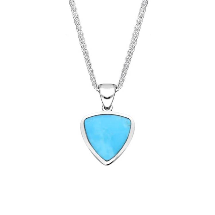 Sterling Silver Turquoise Small Curved Triangle Necklace - Option1 Value Silver