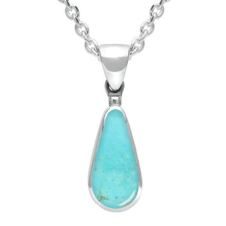Sterling Silver Turquoise Small Pear Necklace