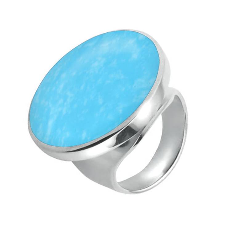 Sterling Silver Turquoise Round Sterling Silver Small Ring - Silver