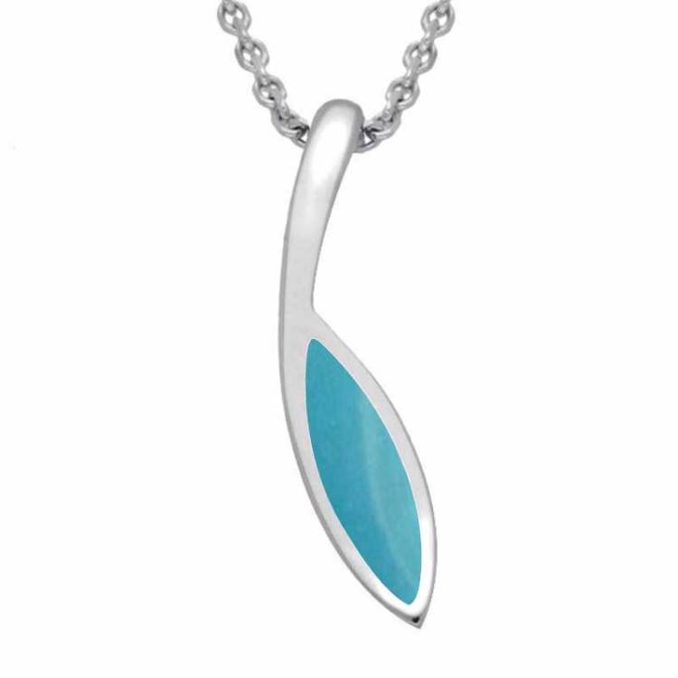 Sterling Silver Turquoise Toscana Marquise Necklace - Silver