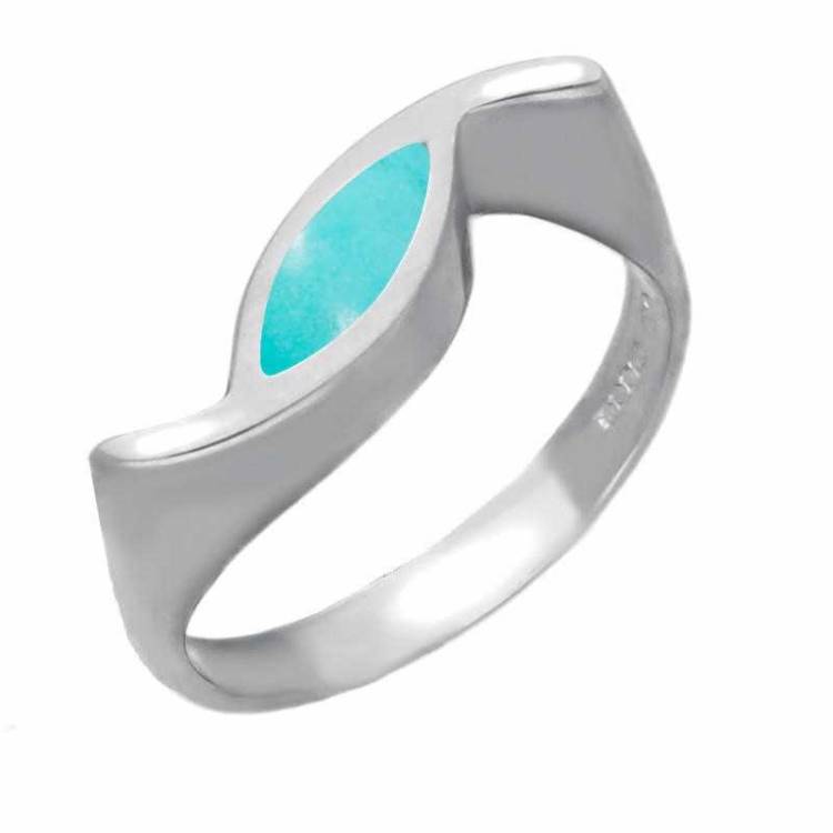 Sterling Silver Turquoise Toscana Overlapping Marquise Ring - Silver