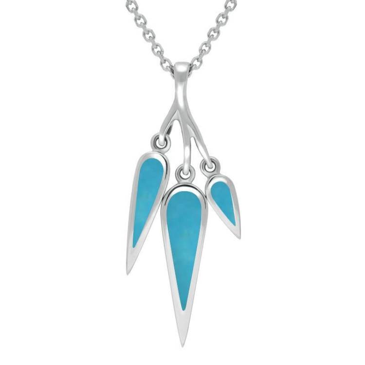 Sterling Silver Turquoise Toscana Three Drop Graduated Necklace - Silver