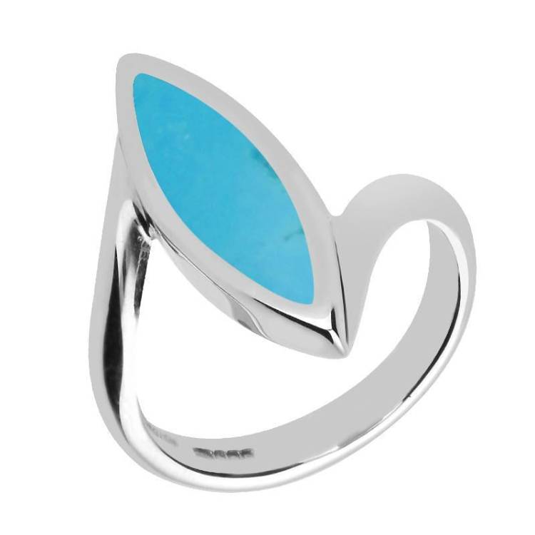 Sterling Silver Turquoise Toscana Twist Marquise Ring - Silver