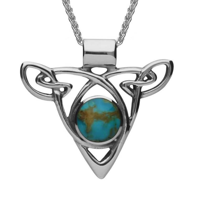 Sterling Silver Turquoise Triangle Knot Celtic Necklace - Option1 Value Silver