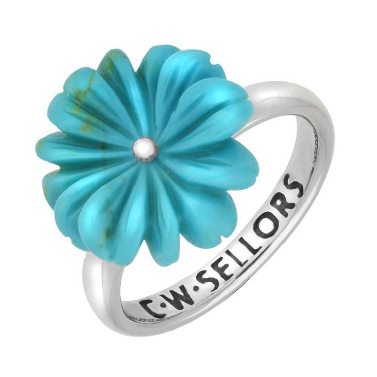 Sterling Silver Turquoise Tuberose 15mm Daisy Ring - Silver