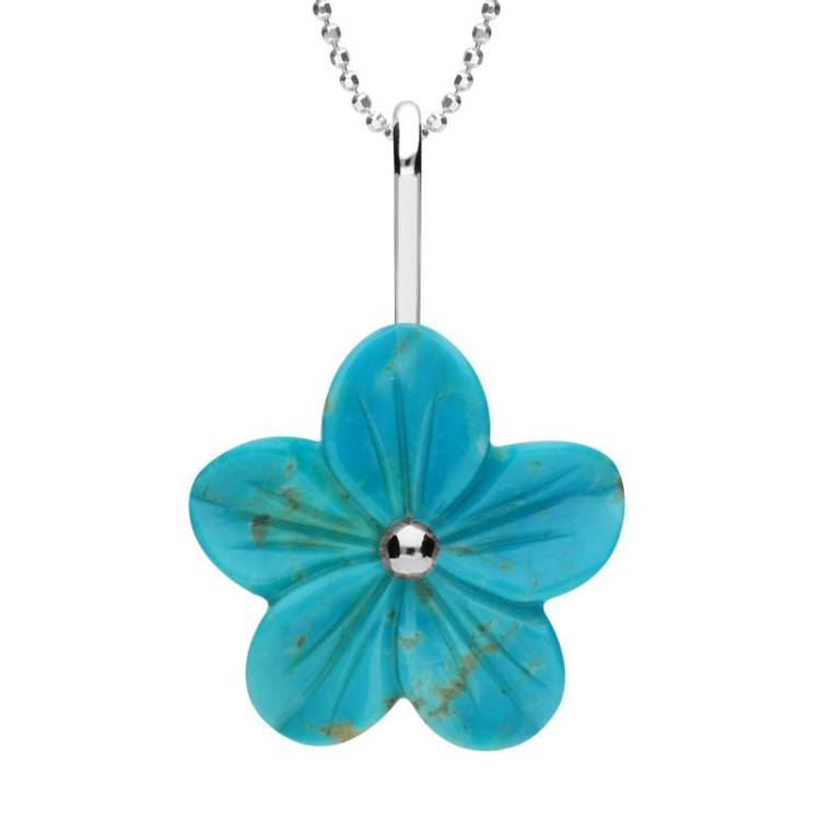 Sterling Silver Turquoise Tuberose 22mm Desert Rose Necklace - Silver