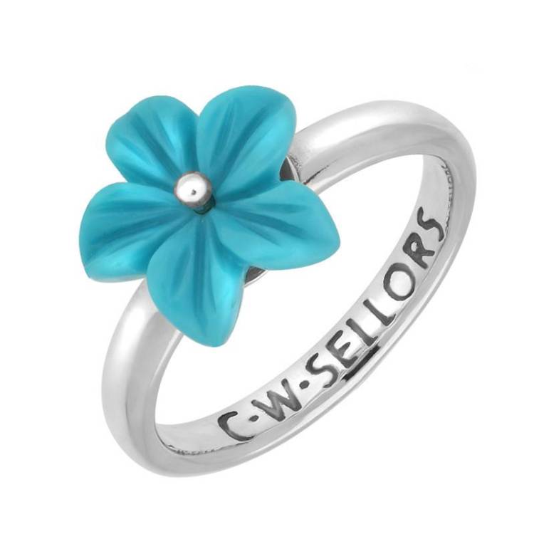 Sterling Silver Turquoise Tuberose 12mm Pansy Ring - Option1 Value Silver