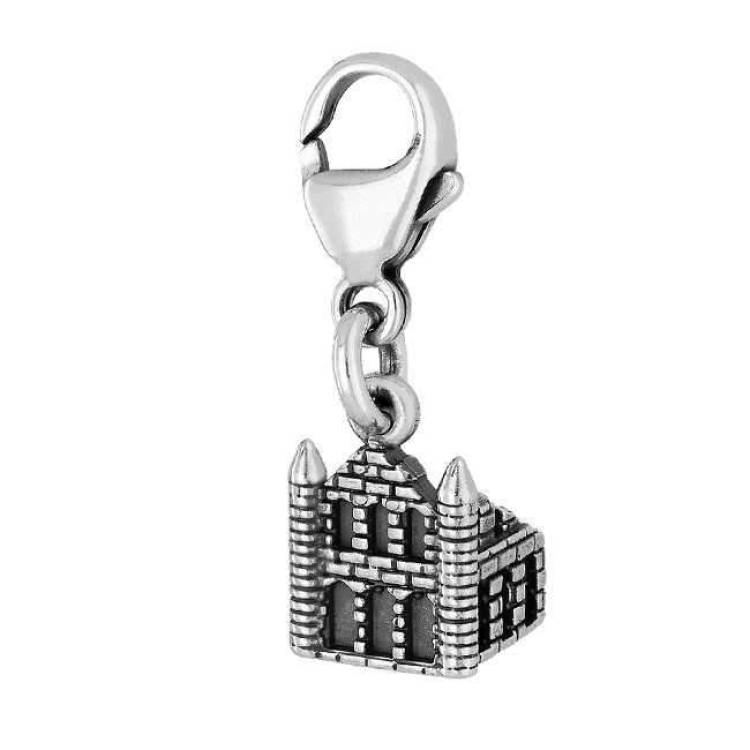Sterling Silver Whitby Abbey Carabiner Clasp Charm - Silver