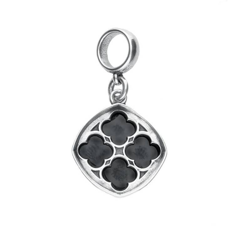 Sterling Silver Whitby Jet Abbey Window Charm - Silver