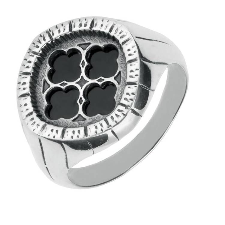 Sterling Silver Whitby Jet Abbey Window Ring