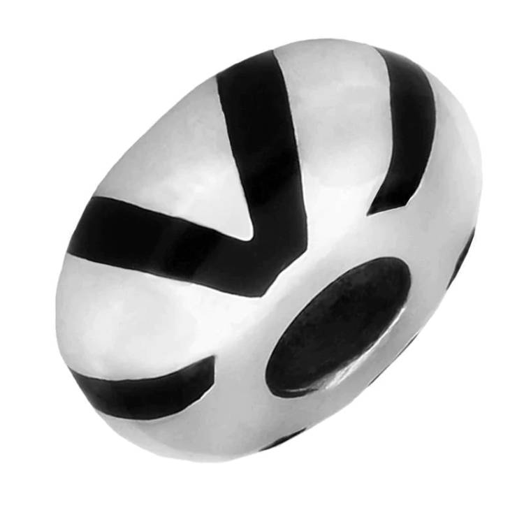Sterling Silver Whitby Jet Arrow Inlaid Charm - Silver