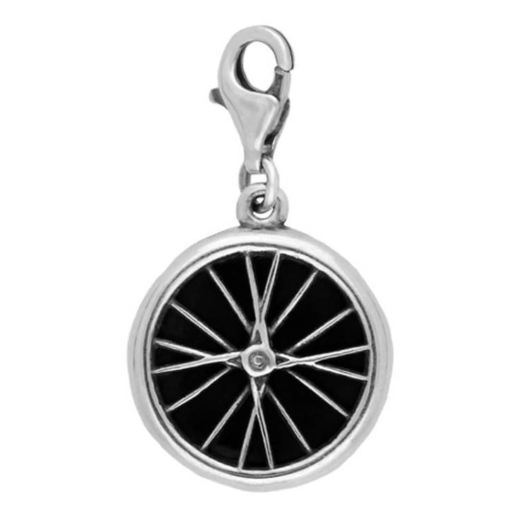 Sterling Silver Whitby Jet Bike Spoke Tour de Yorkshire Charm - Silver