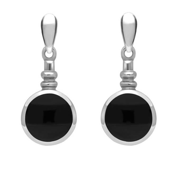 Sterling Silver Whitby Jet Bottle Top Drop Earrings - Option1 Value Silver