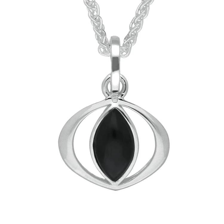 Sterling Silver Whitby Jet Cat Eye Necklace