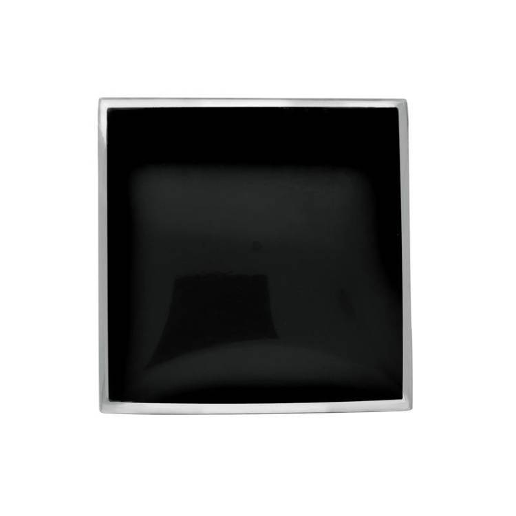 Sterling Silver Whitby Jet Contemporary Square Brooch - Silver