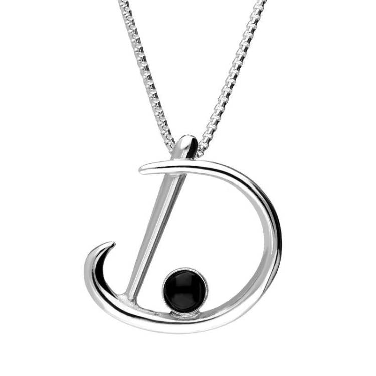 Sterling Silver Whitby Jet Love Letters Initial D Necklace - Option1 Value Silver