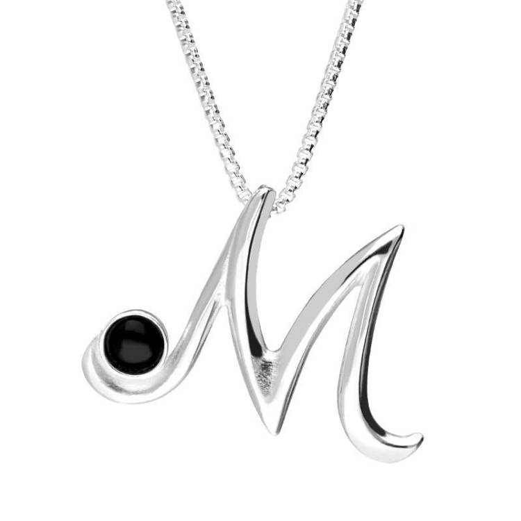 Sterling Silver Whitby Jet Love Letters Initial M Necklace - Option1 Value Silver