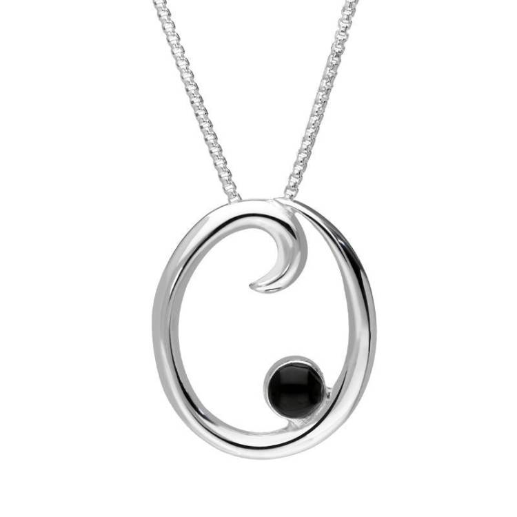 Sterling Silver Whitby Jet Love Letters Initial O Necklace - Option1 Value Silver