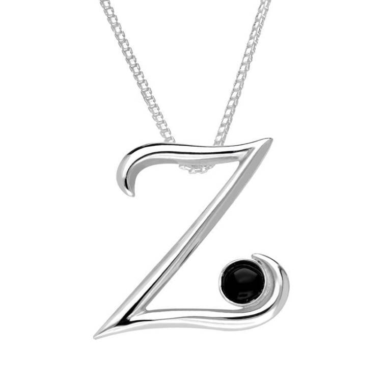 Sterling Silver Whitby Jet Love Letters Initial Z Necklace - Option1 Value Silver