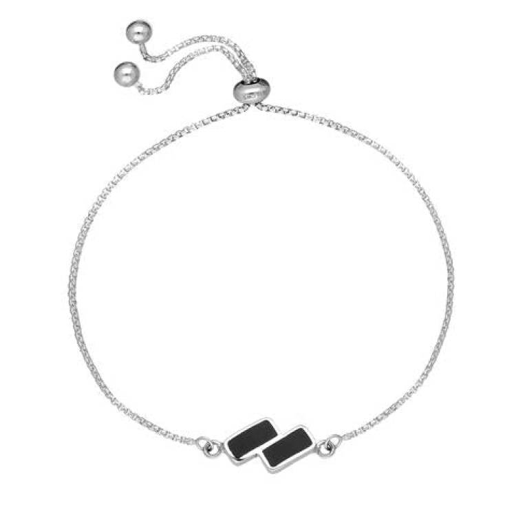 Sterling Silver Whitby Jet Adjustable Chain Bracelet