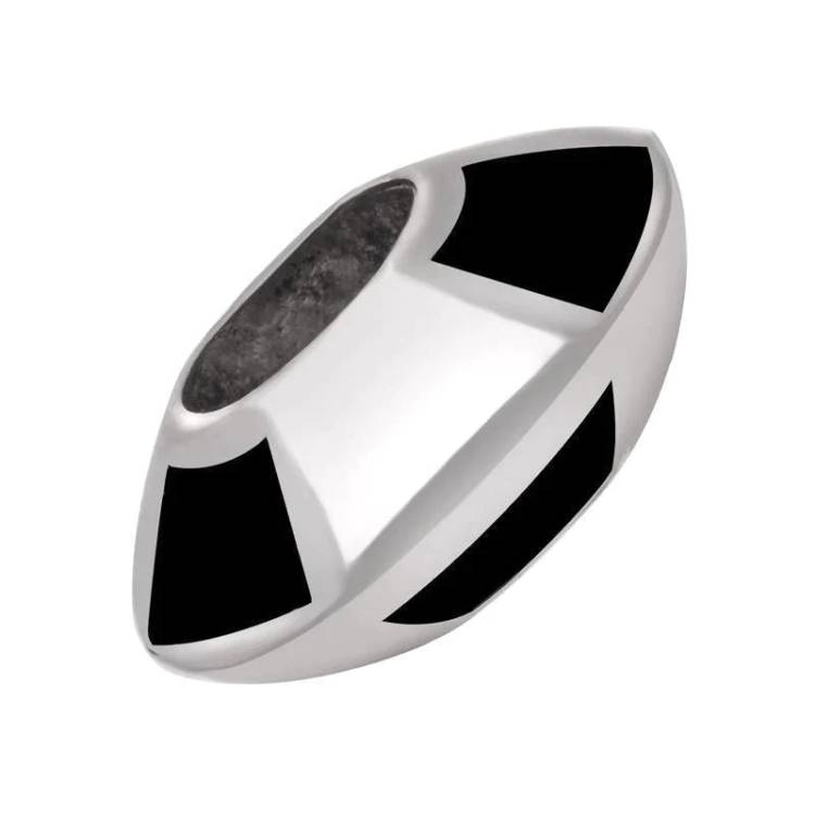 Sterling Silver Whitby Jet Six Stone Chequered Charm - Silver