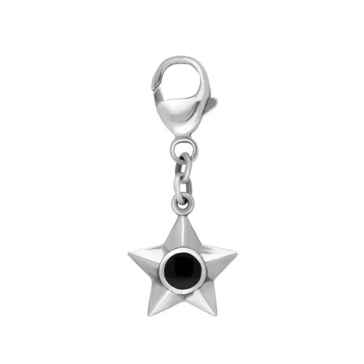 Sterling Silver Whitby Jet Star Clip Charm - Silver