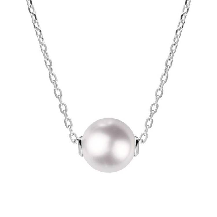 Sterling Silver White Pearl Bead Necklace