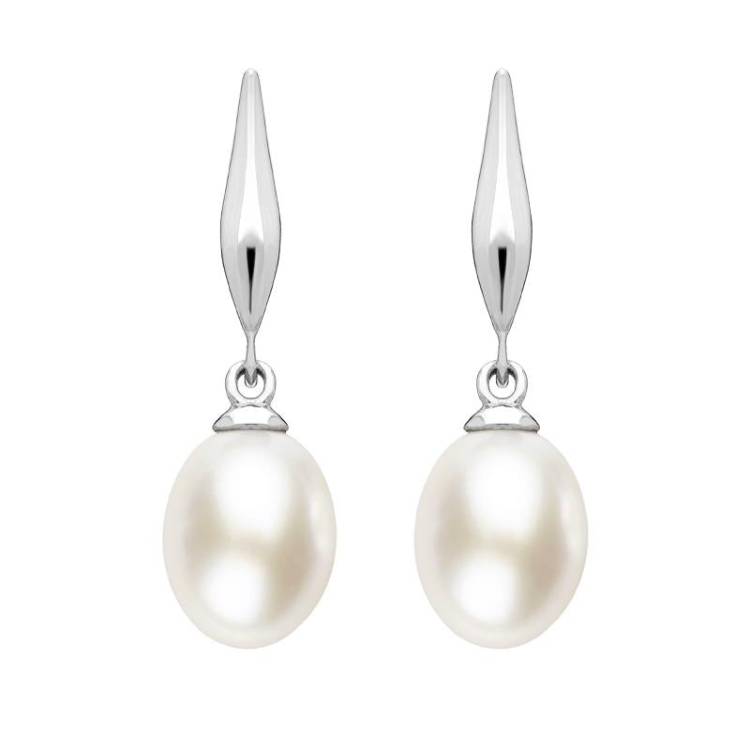 Sterling Silver White Pearl Drop Earrings
