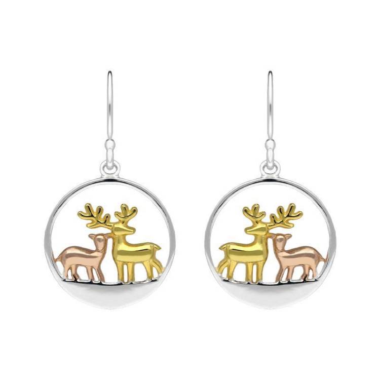 Gold Plated Sterling Silver Reindeer Hook Earrings - Option1 Value Yellow Gold